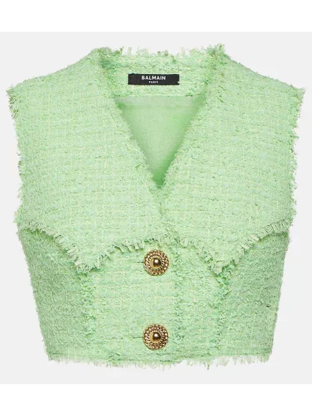 Cropp top Balmain din tweed verde