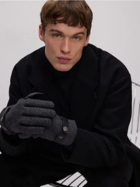 Шерстяные перчатки Reserved черные