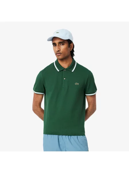 Lacoste Koszulka Polo Regular Fit Trim Accent zielona