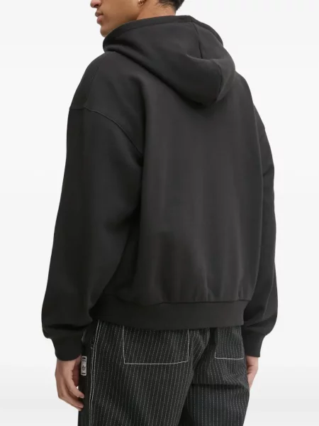 Pantaloni Adidas cu dungi cu broderie din fleece negru