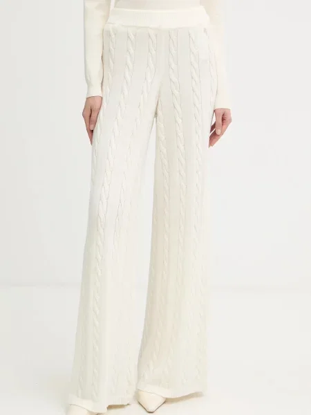 Шерстяные однотонные спортивные штаны Guess бежевые