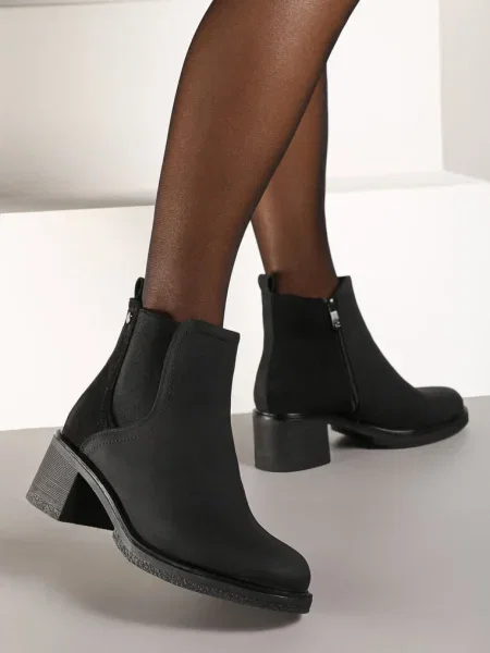 Botine cu Otielo din piele întoarsă ecologică negre