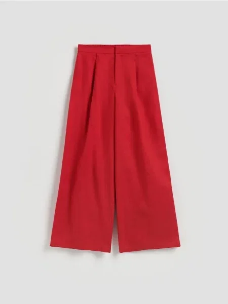 Reserved Pantaloni cu crac larg din in roșu