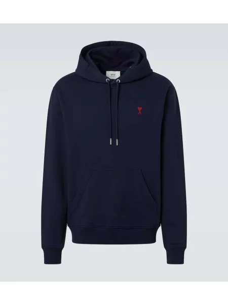 Hanorac cu glugă Ami Paris din fleece albastru
