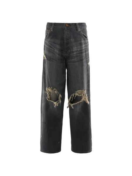 Široké džíny Kamiya s oděrkami šedé