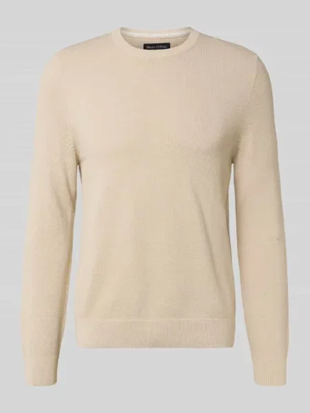Sweter z dzianiny o kroju regular fit z czystej bawełny Marc O'polo beżowy