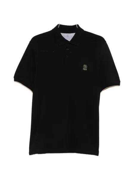 Scurt tricou polo Brunello Cucinelli cu broderie negru