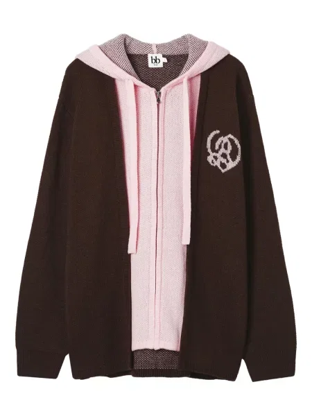 Cardigan B+ab cu glugă maro