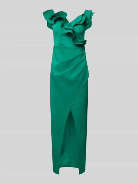 Sukienka wieczorowa z falbanami Lipsy zielona