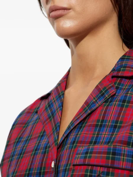 Tricou polo Polo Ralph Lauren cu broderie din dantelă în carouri albastru