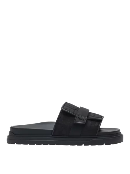 Klapki Fendi skórzane chunky czarne
