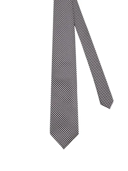 Cravată Tom Ford de mătase cu imprimeu geometric negru