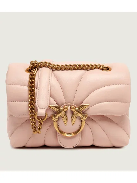 Pinko De piele geantă pe umăr Love Puff Mini bej
