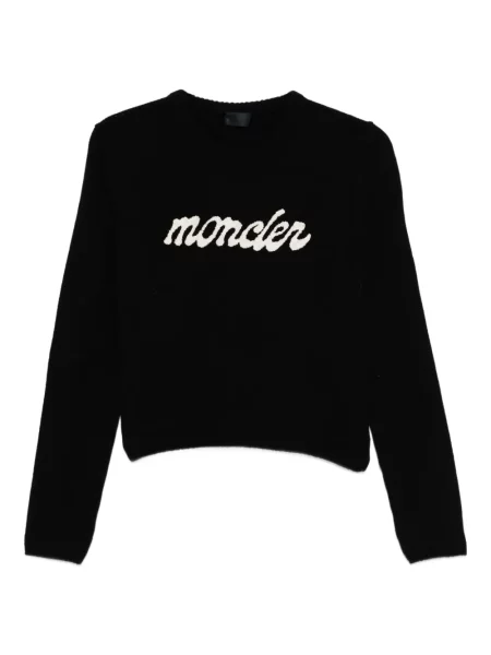 Pulover Moncler cu broderie de lână negru