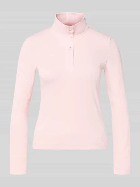 Bluzka z długim rękawem o kroju slim fit z mieszanki bawełny Marc Cain różowa