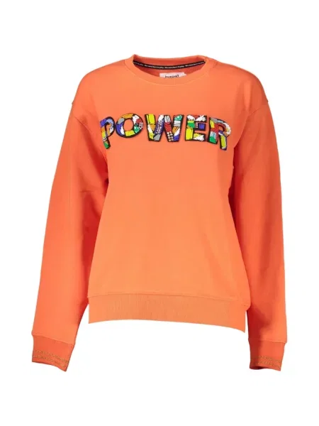 Hanorac crewneck Desigual cu decolteu rotund portocaliu
