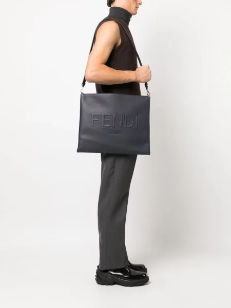 Iš natūralios odos rankinė Fendi mėlyna