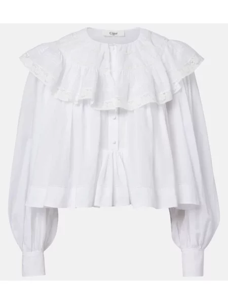 Bluză Chloé din dantelă alb