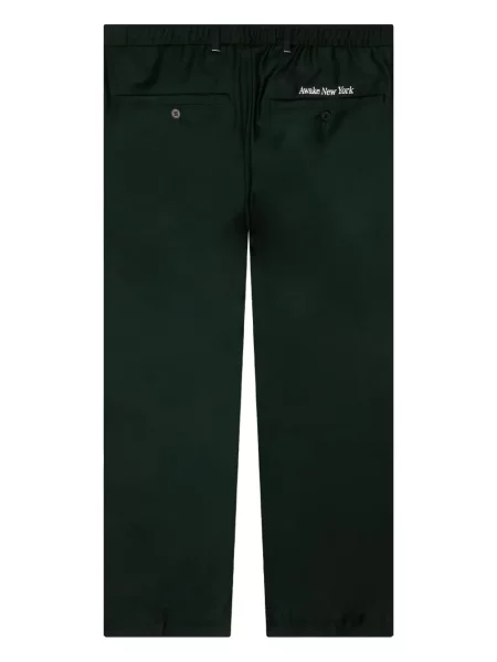 Pantaloni Awake Ny cu broderie plisate verde
