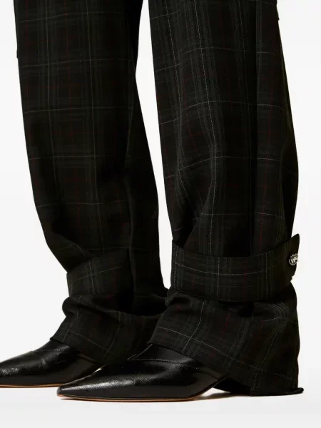 Pantaloni cargo Twinset în carouri verde