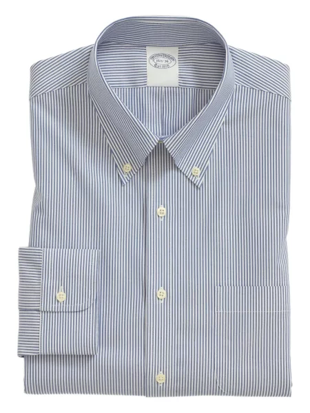Cămașă Brooks Brothers cu dungi din țesătură twill albastru