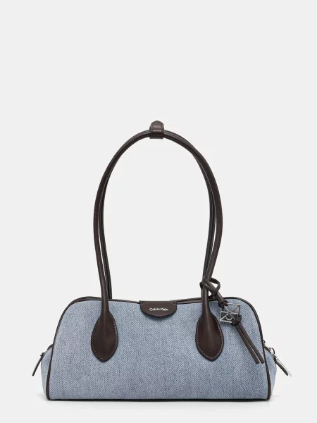 Geantă Calvin Klein Emblem Trio Denim Shoulder Bag albastru