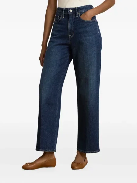 Дънки straight leg Lauren Ralph Lauren с висока талия синьо