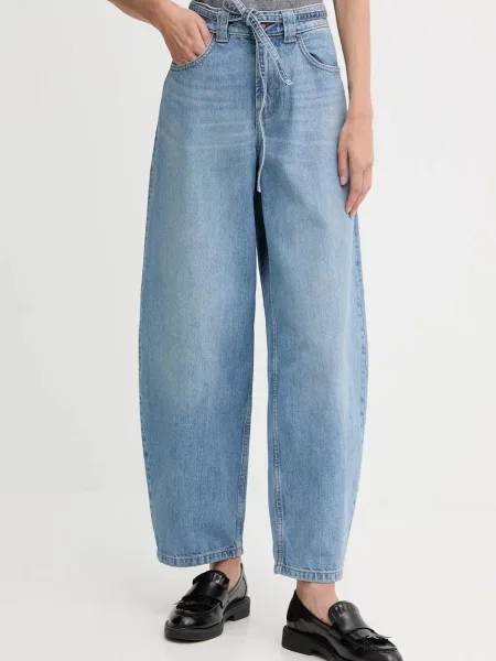 Дънки United Colors of Benetton с висока талия синьо