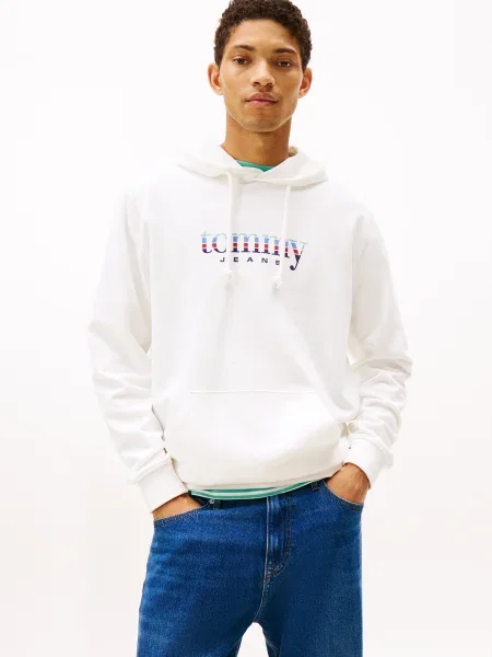 Mikina s kapucňou Tommy Jeans s kapucňou biela