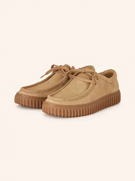 Mokasyny Clarks sznurowane casual brązowe