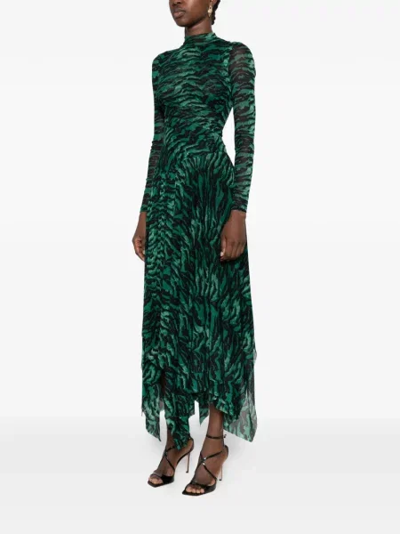 Ασύμμετρη φόρεμα Dvf Diane Von Furstenberg με σχέδιο με ρίγες τίγρη πράσινο