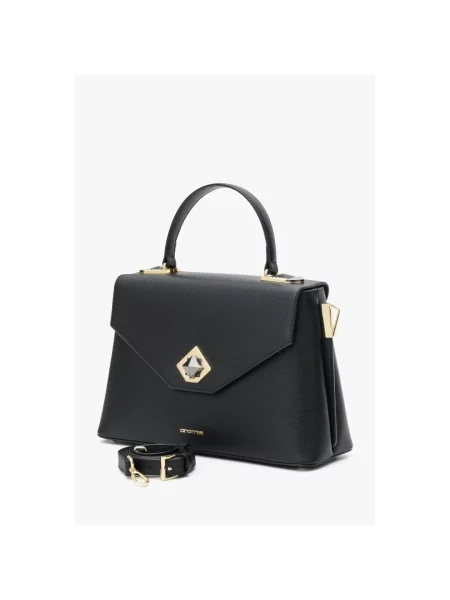 Трапеция кожаная сумка Cromia черная