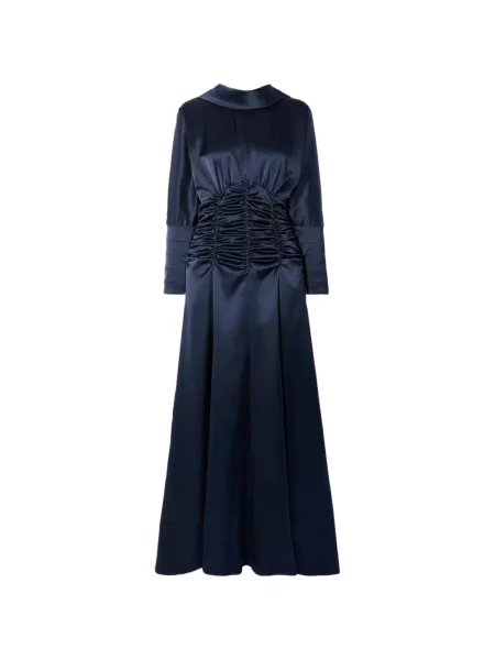 Rochie maxi Violante Nessi cu volane cu spatele deschis albastru