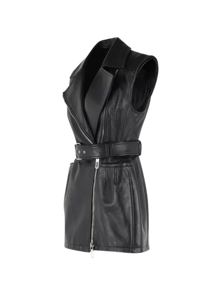Cu centură geacă Sportmax fără mâneci negru
