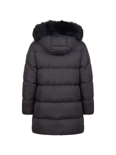 Кожух Moncler с качулка с козина черно