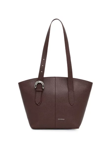 Geantă shopper Coccinelle din piele cu cataramă roșu