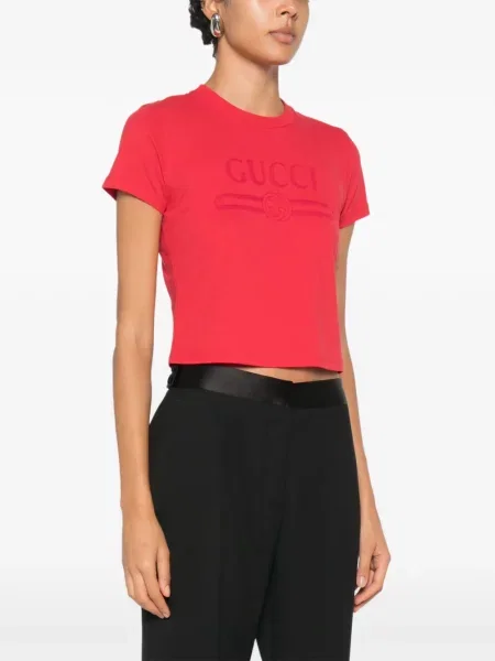 Decupat tricou Gucci cu imagine roșu
