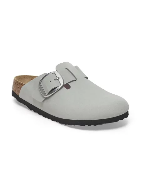 Klapki Birkenstock skórzane na sprzączkę zielone