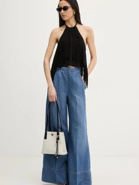 Pinko blugi wide leg de damă albastru