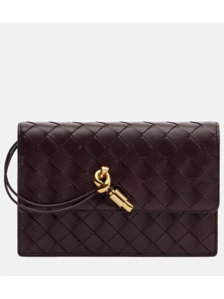 Usnjena ogrlica Bottega Veneta bordo