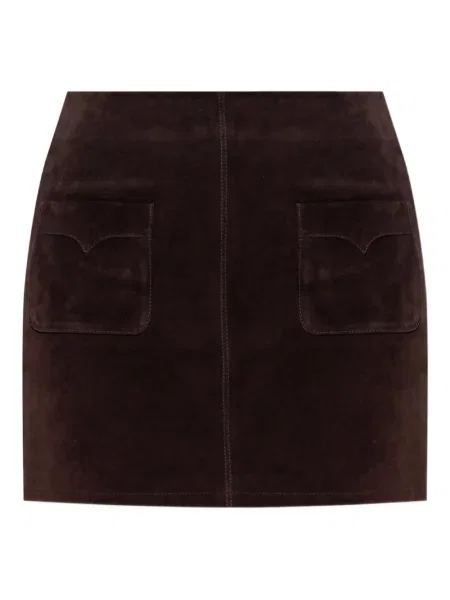 Fusta mini Zadig&voltaire din piele de căprioară maro