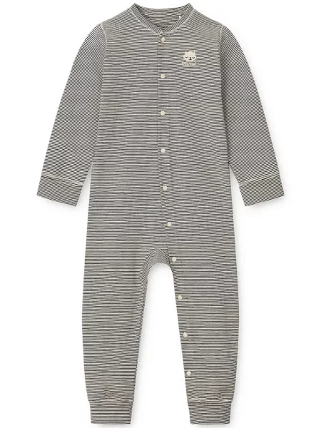 Liewood kombinezon za bebe od pamuka s elastanom Birk Grow Striped Pyjamas Jumpsuit plava