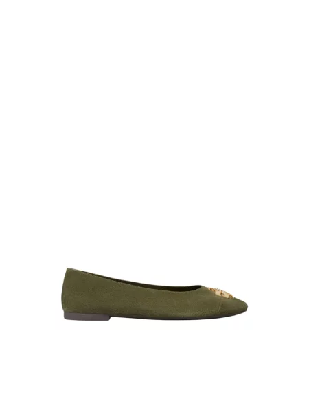Balerinki Tory Burch skórzane zielone