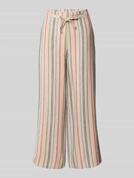 Kuloty lniane z szeroką nogawką i wiązanym Christian Berg Woman