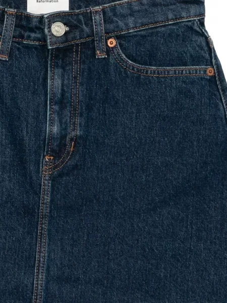 Fustă din denim Reformation albastru