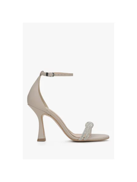 Босоніжки Ankle strap шкіряні Estro бежеві