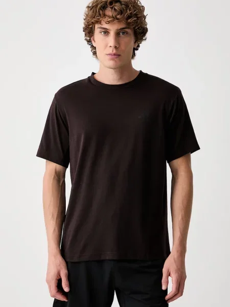 Adidas Performance T-shirt treningowy z bawełną Essentials Feelready brązowa