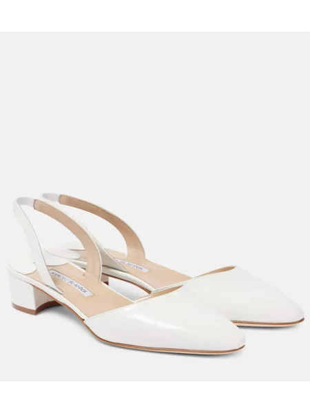Usnjene salonarji Manolo Blahnik z odprtimi petami bela