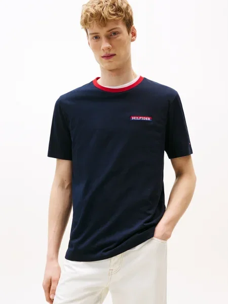 TOMMY HILFIGER Tričko AMERICANA modrá / námornícka modrá / červená biela