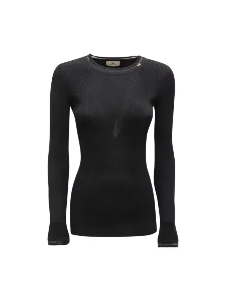 Sweter Elisabetta Franchi z logo czarny